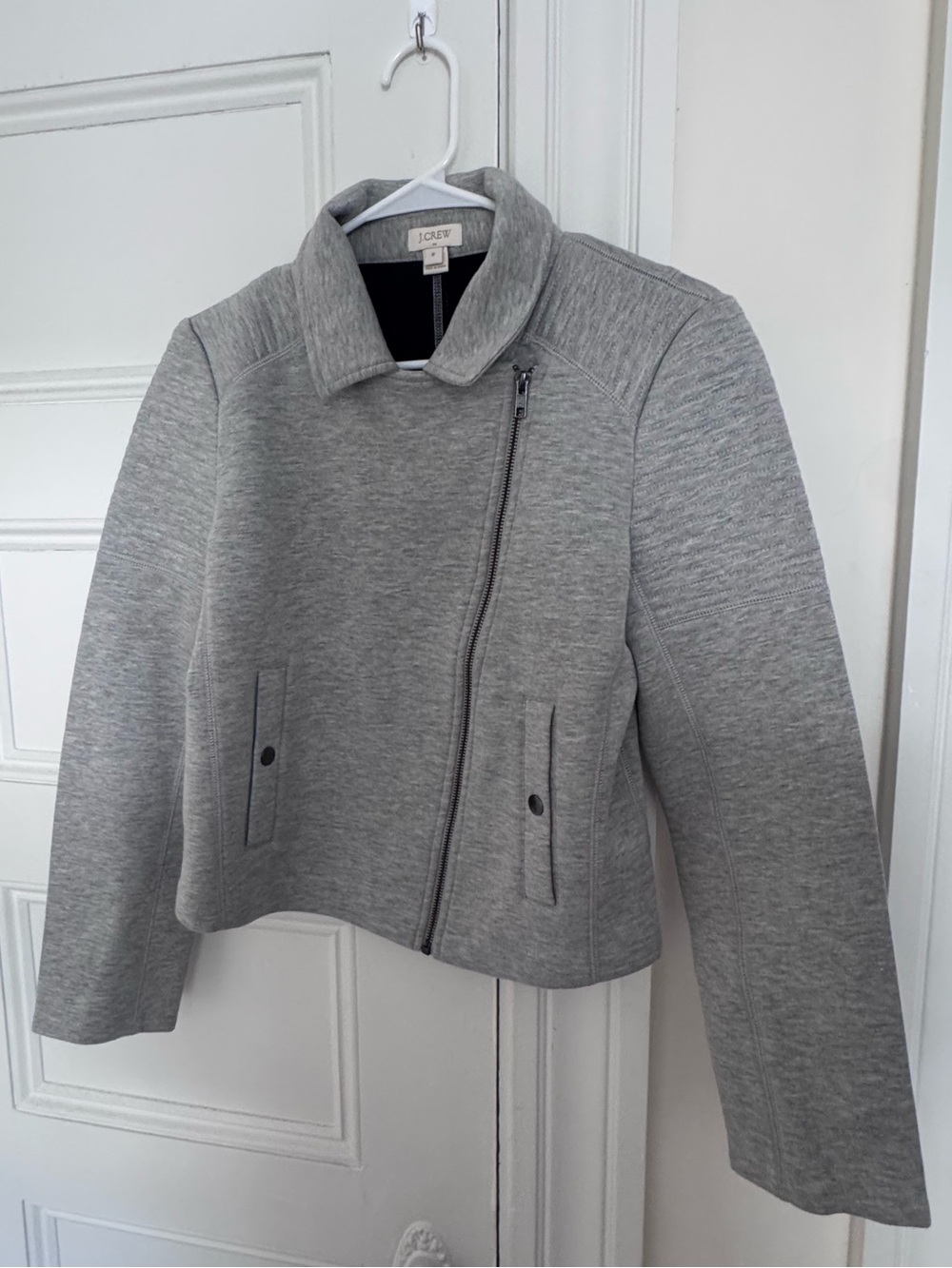 J.Crew Gray Moto Jacket | Women’s Medium | Ponte Knit Asymmetrical Zip